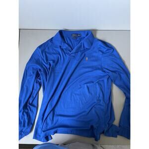 Ralph Lauren Long Sleeve Polo Golf Shirt Mens XXL Blue Pima Soft Touch Casual